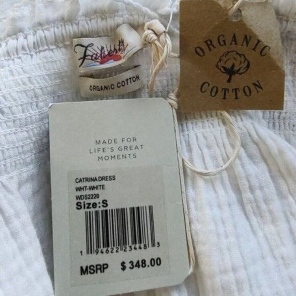 Faherty Catrina Embroidered Maxi Dress White S Cotton Bohemian NEW - Picture 13 of 15